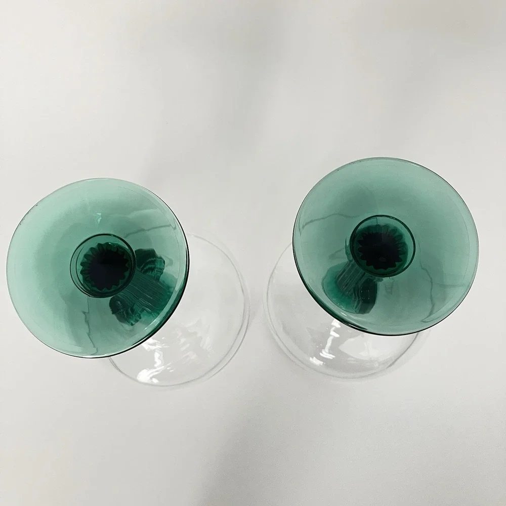 Libbey Green Cactus Saguaro Stem Margarita Glasses 16oz Set of 2 Southwest